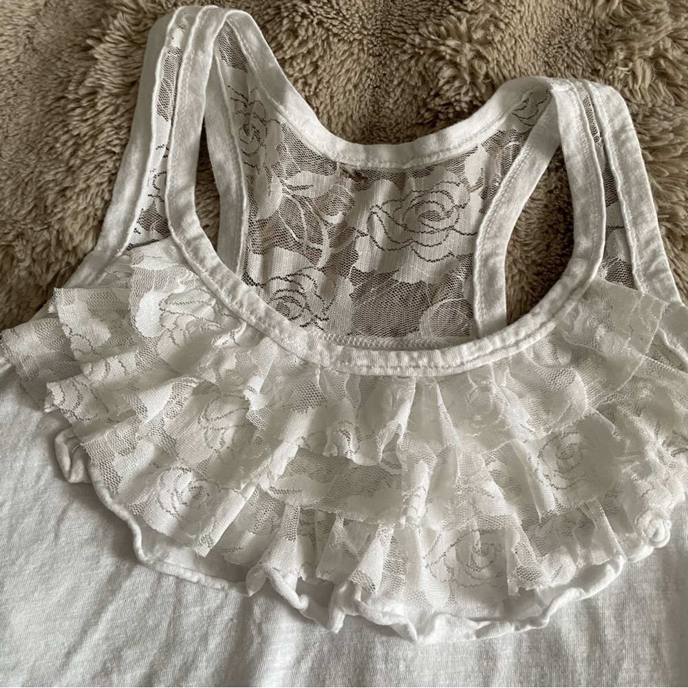 White Ruffle Tank Top - Picture 4 of 9